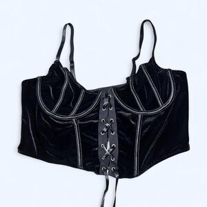 Goth Black Velvet Corset Top!